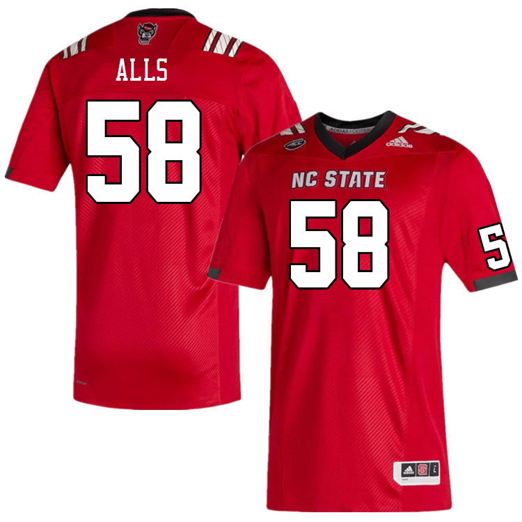 Men #58 Carter Alls North Carolina State Wolfpacks College Football Jerseys Stitched-Red - Click Image to Close
